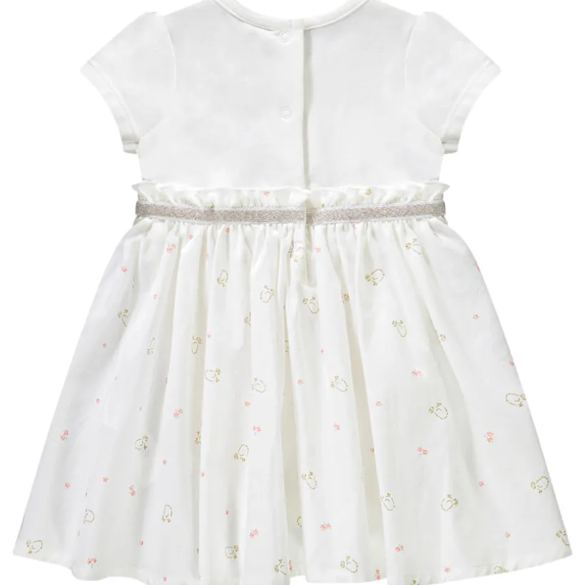 Robe body 2 en 1 bi-matière imprimé oiseaux pour bébé fille