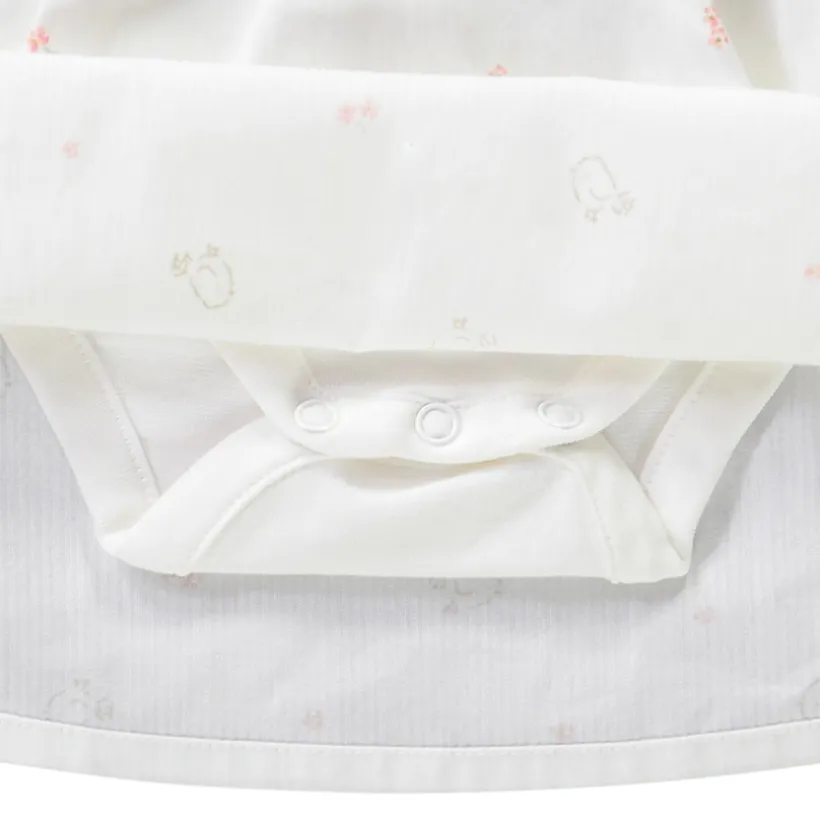 Robe body 2 en 1 bi-matière imprimé oiseaux pour bébé fille