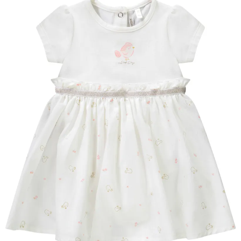 Robe body 2 en 1 bi-matière imprimé oiseaux pour bébé fille