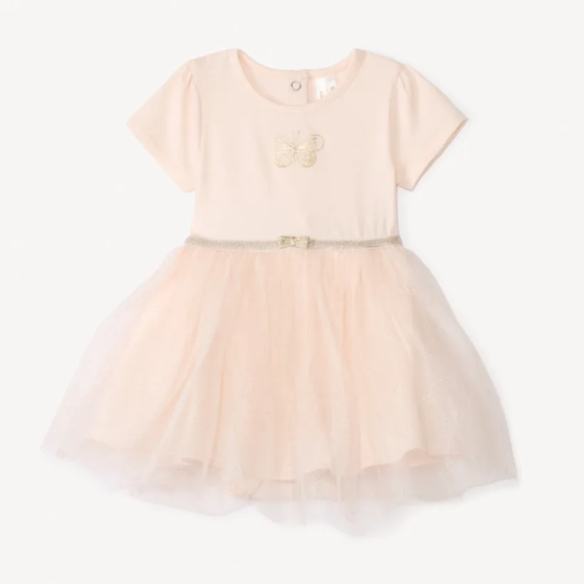 Robe body en tulle pailleté papillon pour bébé fille