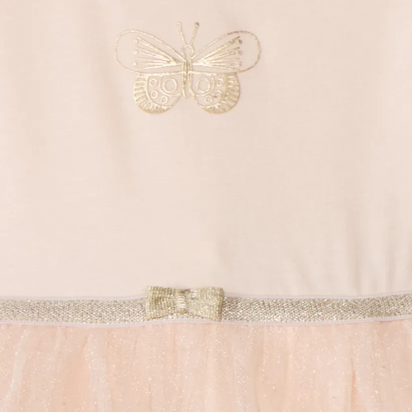Robe body en tulle pailleté papillon pour bébé fille