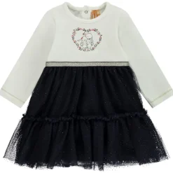 Robe body manches longues effet 2 en 1 bi-matière pour bébé fille