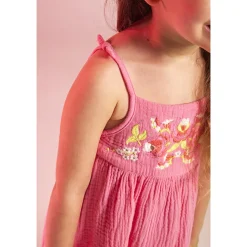 Robe à bretelles avec broderie florale pour bébé fille