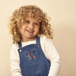 Robe à bretelles effet jean pour bébé fille