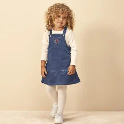 Robe à bretelles effet jean pour bébé fille