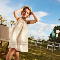 Robe à bretelles en broderie anglaise pour fille