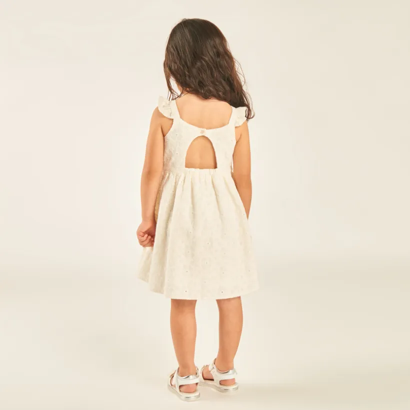 Robe à bretelles en broderie anglaise avec dos ajouré pour bébé fille
