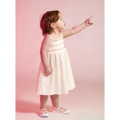 Robe à bretelles en gaze de coton imprimé fleurs pour bébé fille