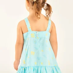 Robe à bretelles en tubique imprimé coquillages et fleurs pour bébé fille