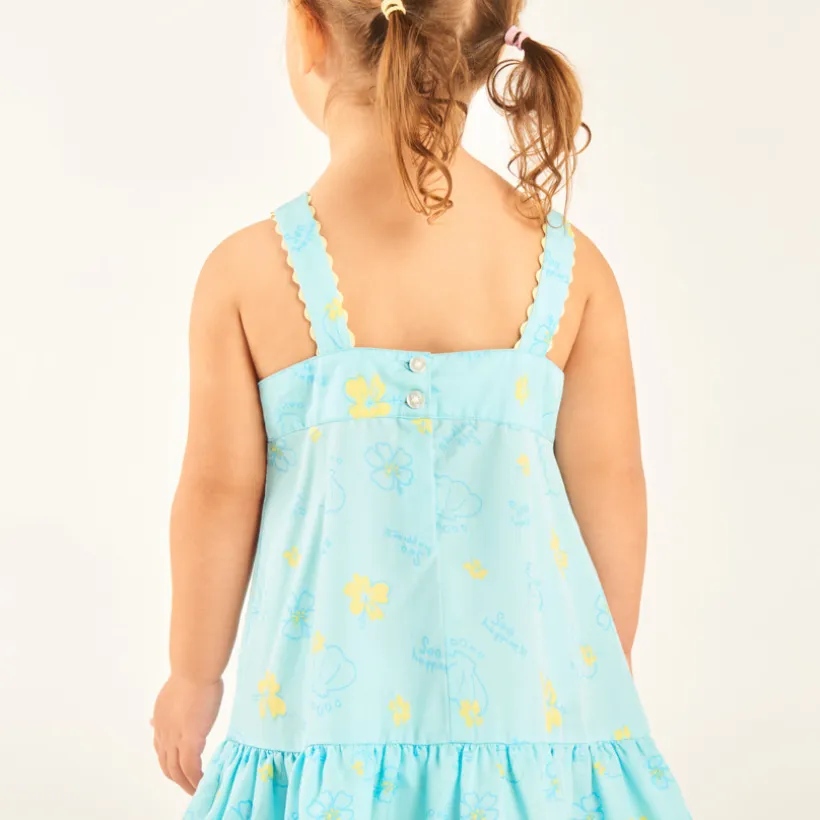 Robe à bretelles en tubique imprimé coquillages et fleurs pour bébé fille