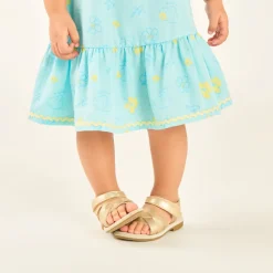 Robe à bretelles en tubique imprimé coquillages et fleurs pour bébé fille