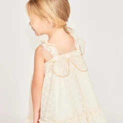 Robe à bretelles en tulle brodée ailes de papillon dans le dos pour bébé fille