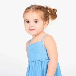 Robe à bretelles et broderies florales pour bébé fille