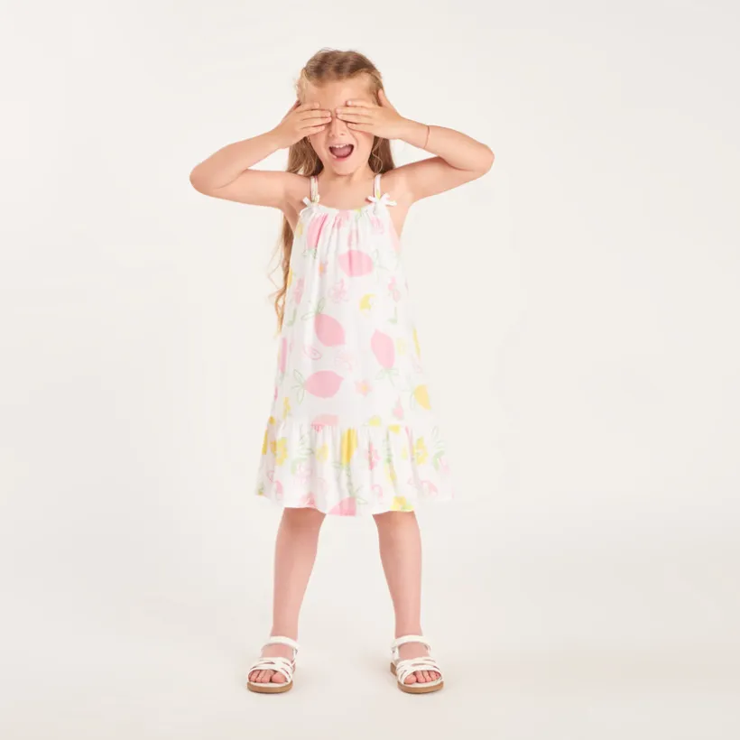 Robe à bretelles imprimé citron pour fille
