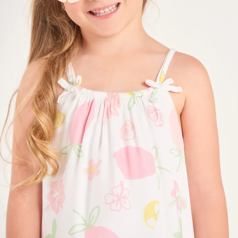 Robe à bretelles imprimé citron pour fille