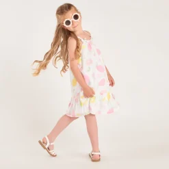 Robe à bretelles imprimé citron pour fille