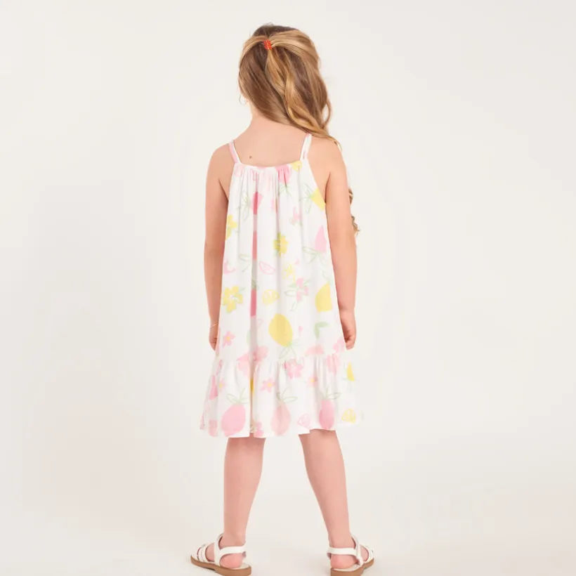Robe à bretelles imprimé citron pour fille