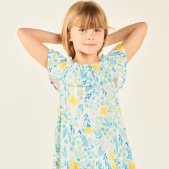 Robe à bretelles imprimée fantaisie printanière pour fille