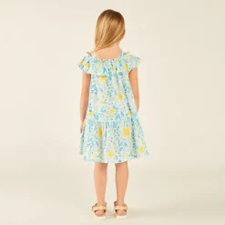 Robe à bretelles imprimée fantaisie printanière pour fille
