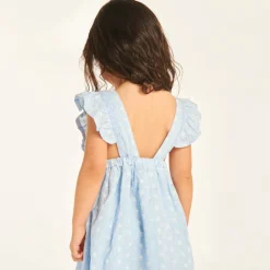 Robe à bretelles volantées en broderie anglaise pour bébé fille
