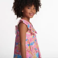 Robe à bretelles volantées imprimé floral pour fille