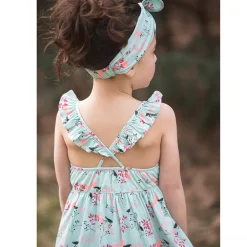 Robe à bretelles volantées imprimé fleuri pour bébé fille