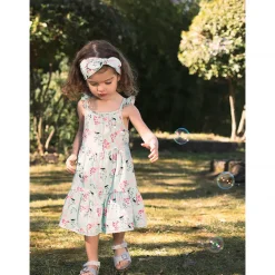 Robe à bretelles volantées imprimé fleuri pour bébé fille