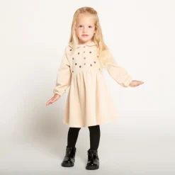 Robe brodée en velours côtelé pour bébé fille