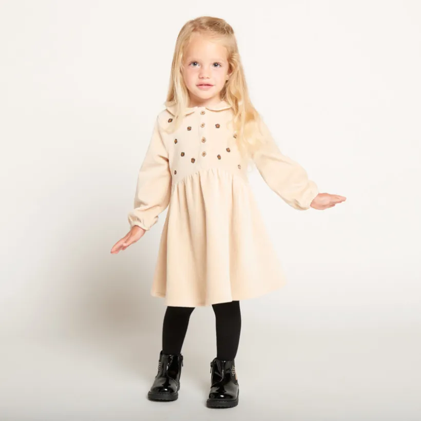 Robe brodée en velours côtelé pour bébé fille