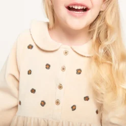 Robe brodée en velours côtelé pour bébé fille