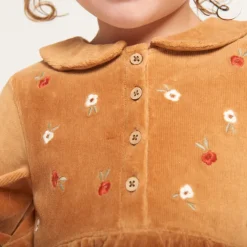 Robe brodée en velours côtelé pour bébé fille