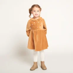 Robe brodée en velours côtelé pour bébé fille