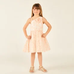 Robe bustier asymétrique avec fleurs brodées pour fille