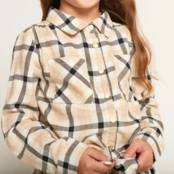 Robe chemise ceinturée à carreaux pour fille