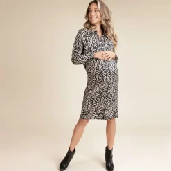 Robe chemise de grossesse et d'allaitement imprimé ethnique