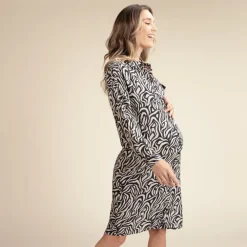 Robe chemise de grossesse et d'allaitement imprimé ethnique