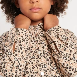 Robe chemise en voile imprimée style léopard pour fille