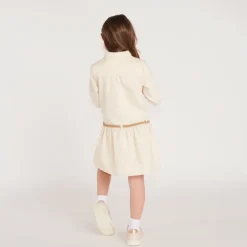 Robe chemise fille manches longues avec ceinture tressée
