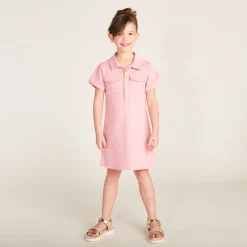 Robe chemise manches courtes en jean uni pour fille
