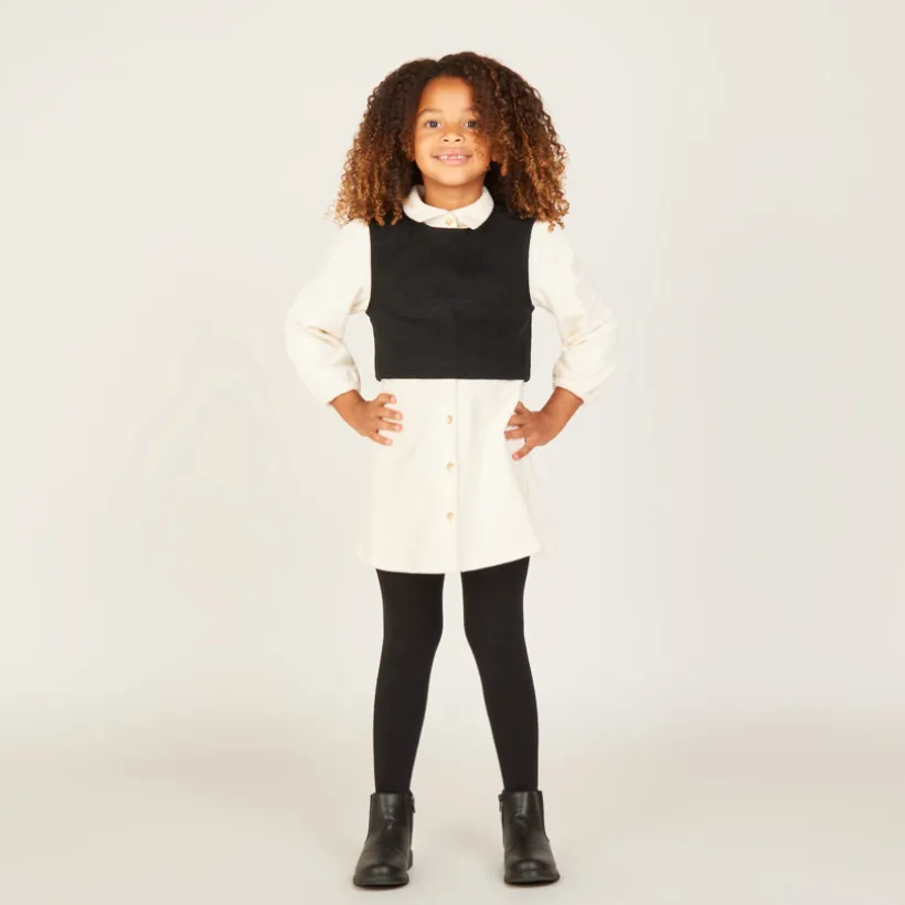 Robe chemise manches longues 2 en 1 pour fille