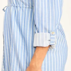 Robe chemise manches longues à nouer pour femme