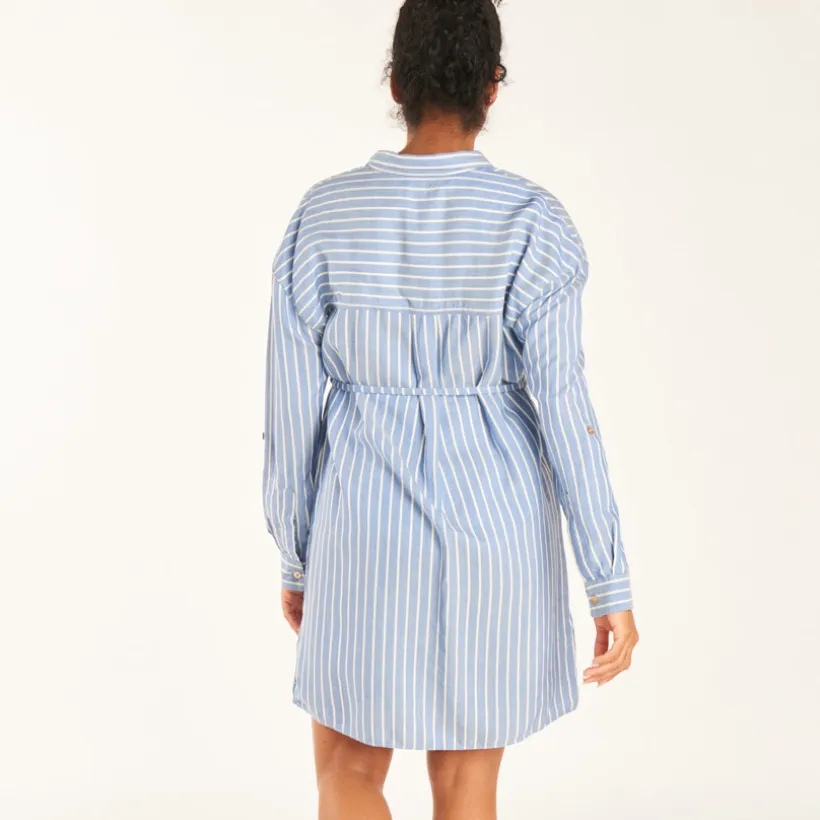 Robe chemise manches longues à nouer pour femme