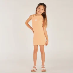 Robe débardeur en maille broderie fleurs pour fille