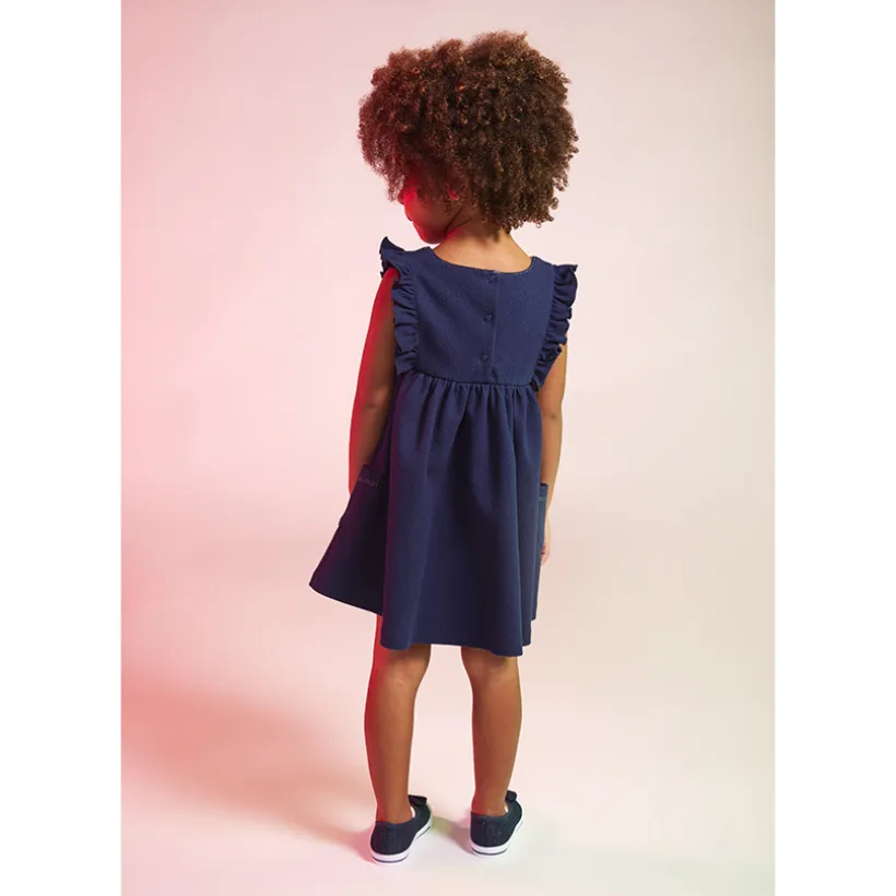 Robe débardeur en molleton cloqué avec broderies pour bébé fille