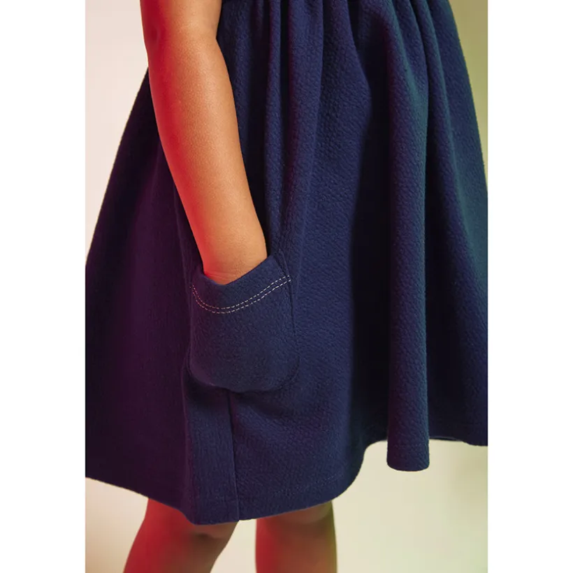 Robe débardeur en molleton cloqué avec broderies pour bébé fille