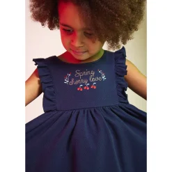 Robe débardeur en molleton cloqué avec broderies pour bébé fille