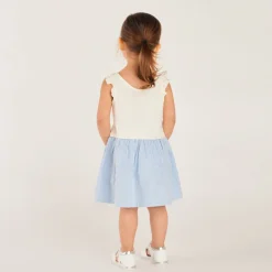 Robe débardeur 2-en-1 print fantaisie et jupe à rayures pour bébé fille