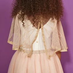 Robe de cérémonie avec cape en tulle effet ailes pailletées pour fille