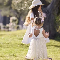 Robe de cérémonie bi-matière à dos ajouré cœur pour bébé fille