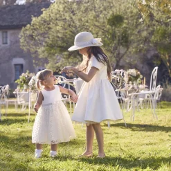 Robe de cérémonie bi-matière à dos ajouré cœur pour bébé fille